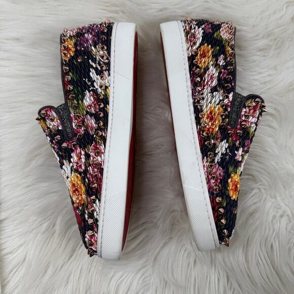 EUC • Christian‎ Louboutin PIK BOAT Quilted Floral Tissu Spike Sneaker Size: 37 - Picture 3 of 11